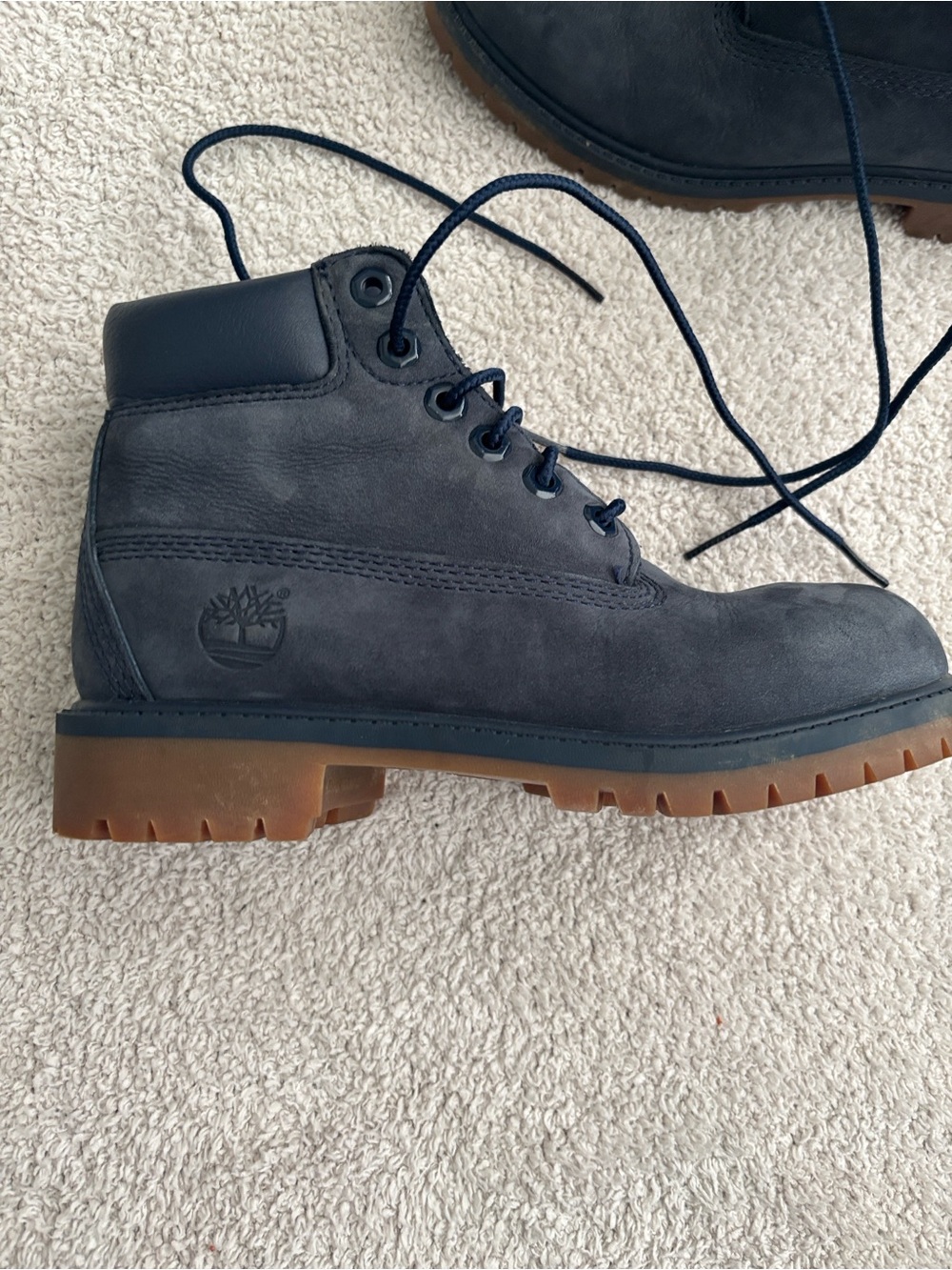 Timberland Navy Nubuck Lace-Up Boot with Gum Sole